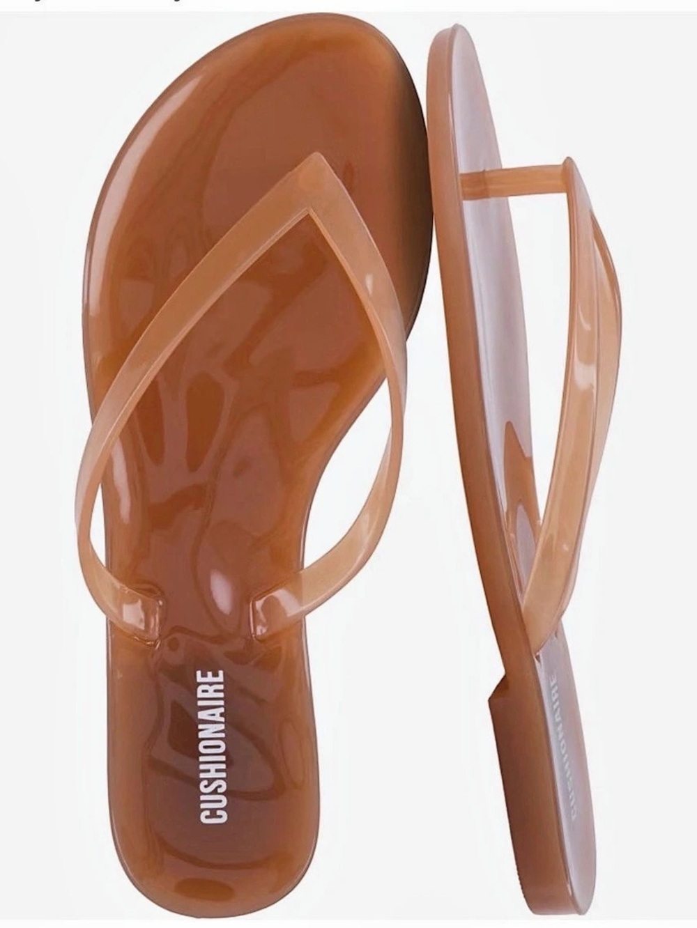 CUSHIONAIRE Surf Jelly Flip Flop Sandals Brown